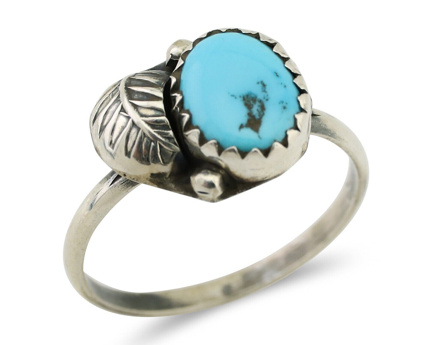 Navajo Ring 925 Silver Sleeping Beauty Turquoise Native American Artist C.80's