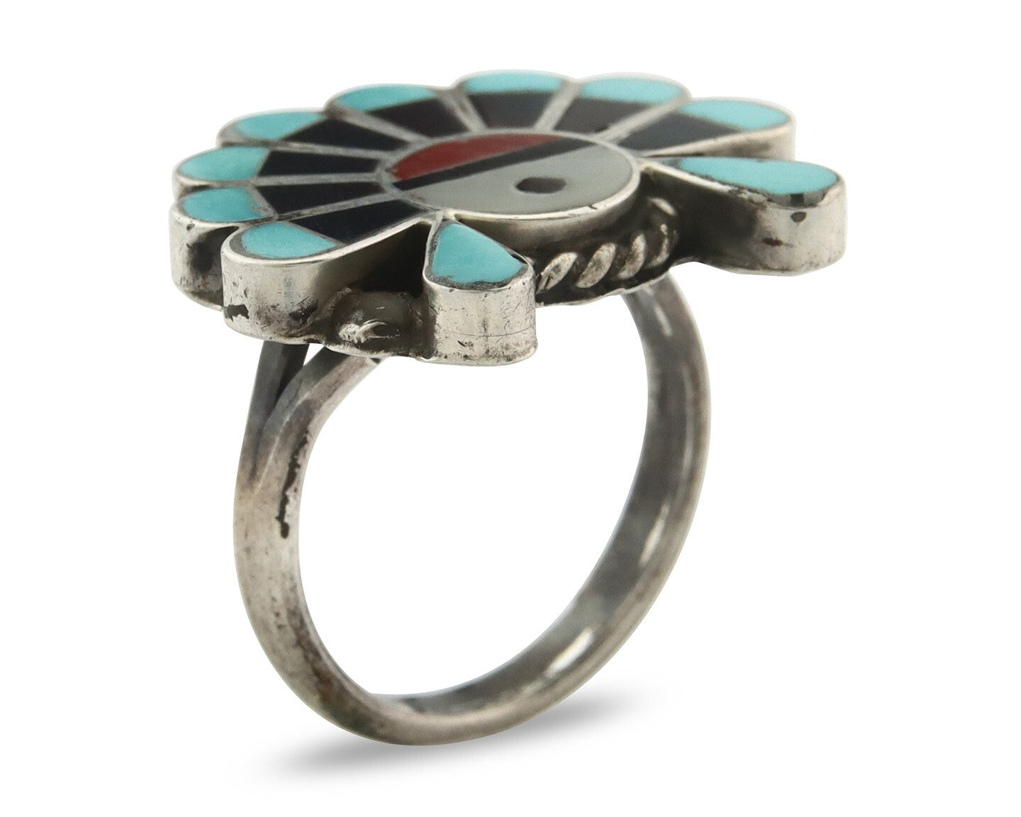 Vintage Zuni Ring 925 Sterling Silver Natural Gemstone Size 6.25