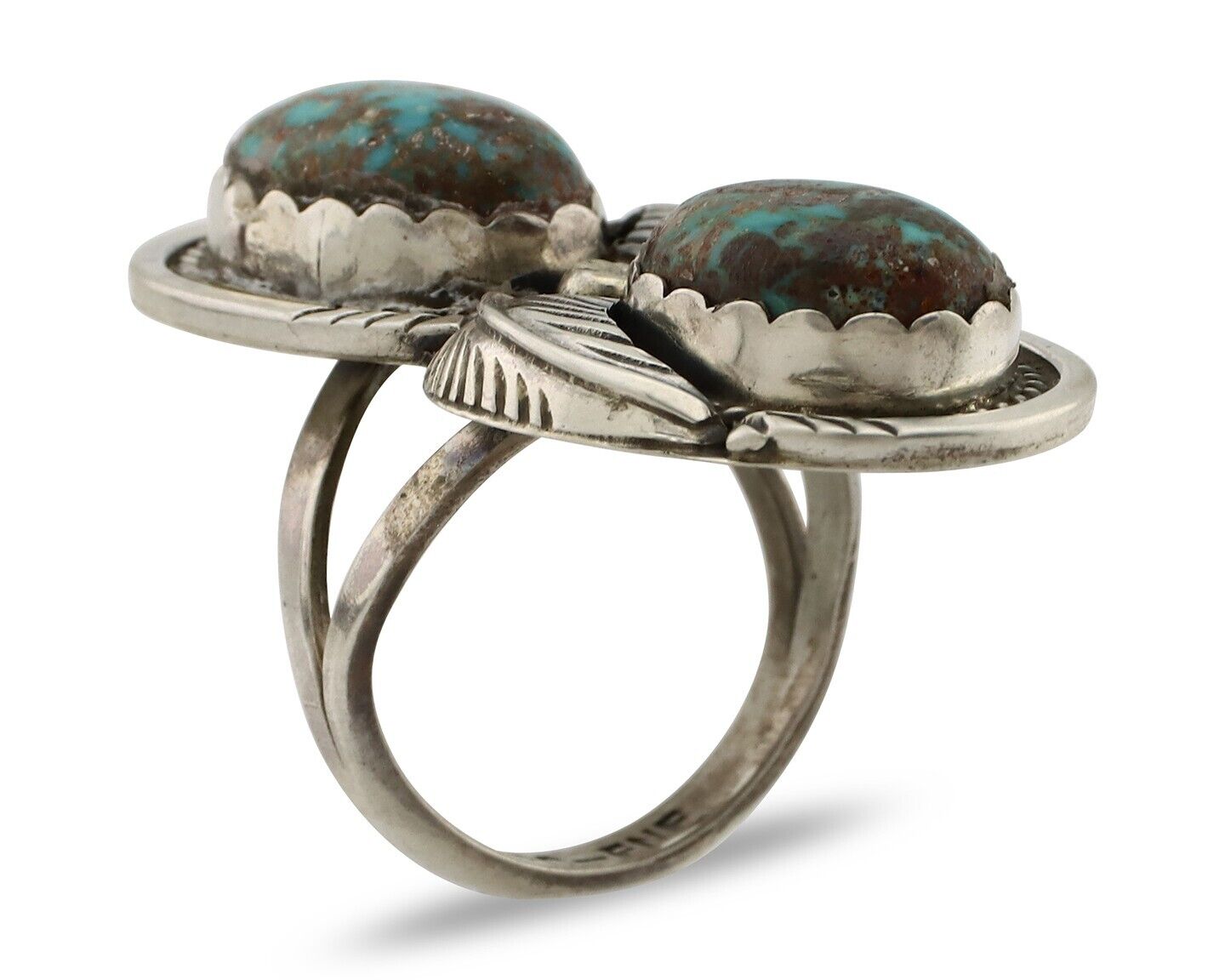 Zuni Ring .925 Silver Natural Blue Turquoise Artist Signed Platoro FNE C.80's