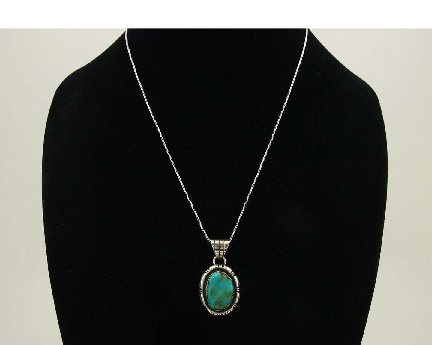 Navajo Necklace 925 Silver Natural Turquoise Artist Signed UP C.80's
