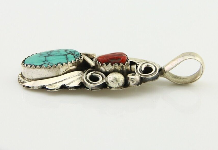 Navajo Necklace 925 Silver Spiderweb Turquoise Artist Signed Justin Morris C80s