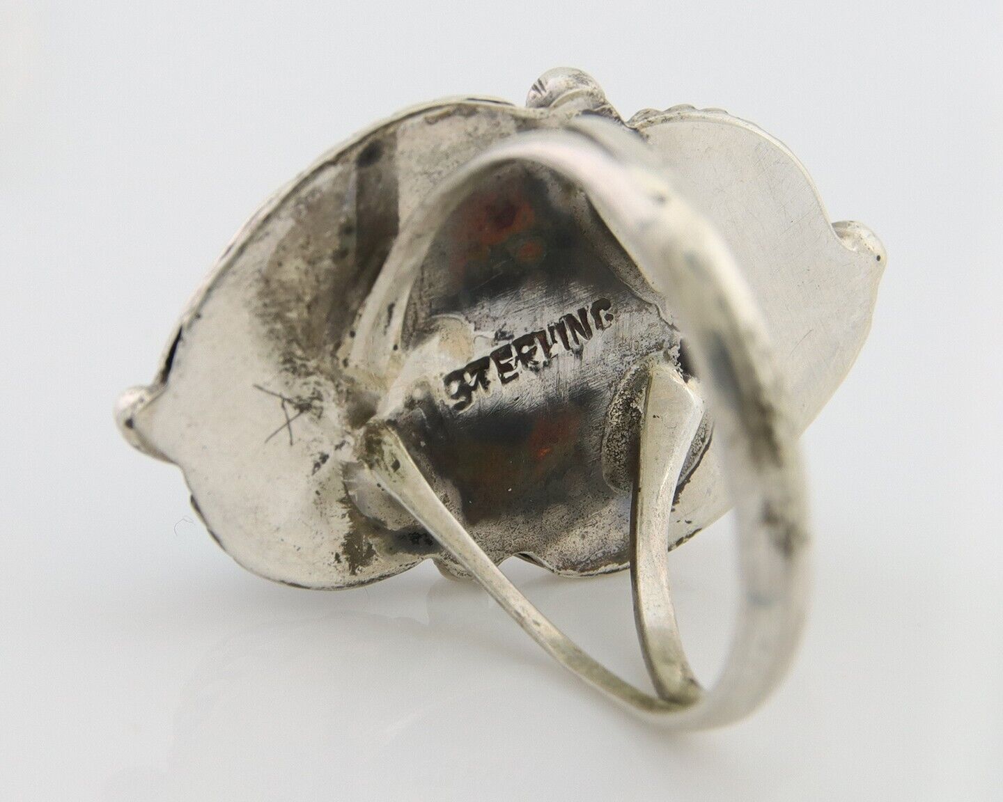 Navajo Ring 925 Silver Natural Turquoise Artist Signed MC C.80's Size 7.0