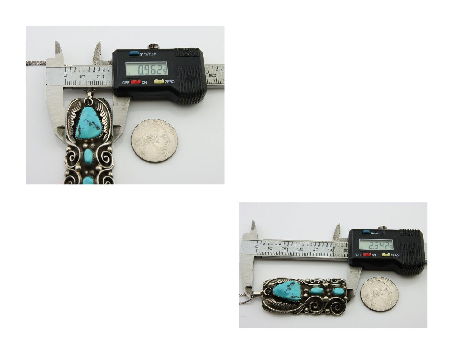 Navajo Necklace 925 Silver Natural Turquoise Native American Artist C.80's