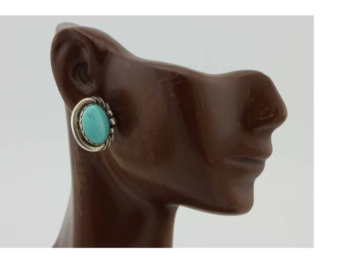 Navajo Earrings 925 Silver Natural Blue Turquoise Native American Artist C.80s