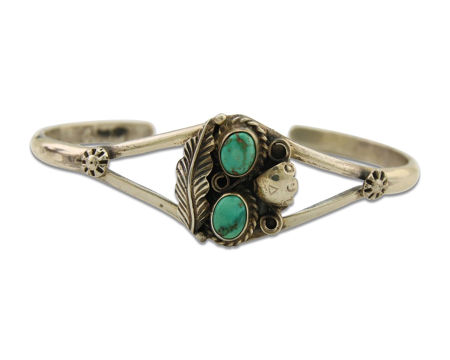 Navajo Bracelet 925 Silver Cuff Turquoise Handmade Native Artist C.80's