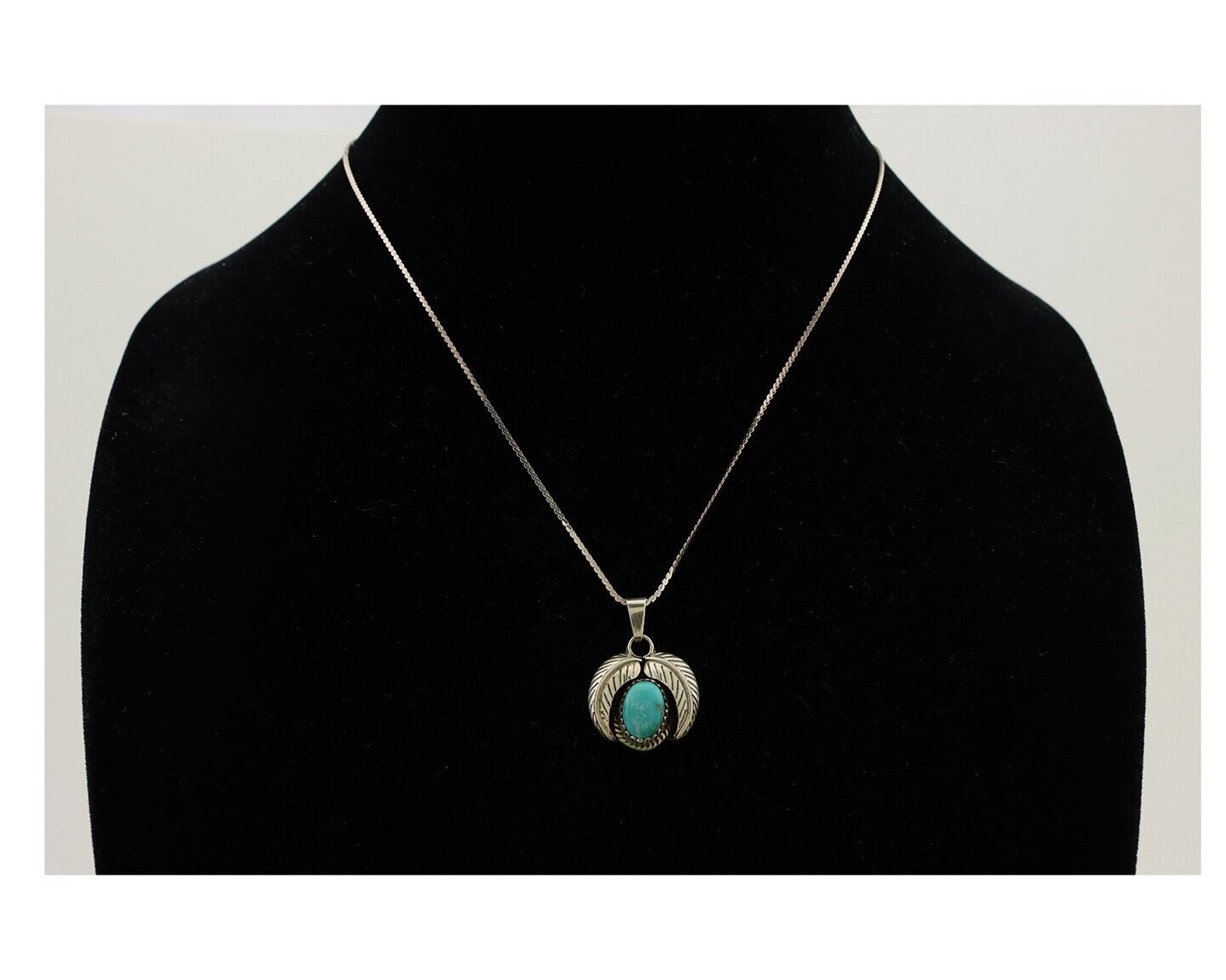 Navajo Turquoise Necklace 925 Silver Native American Artist C.80's