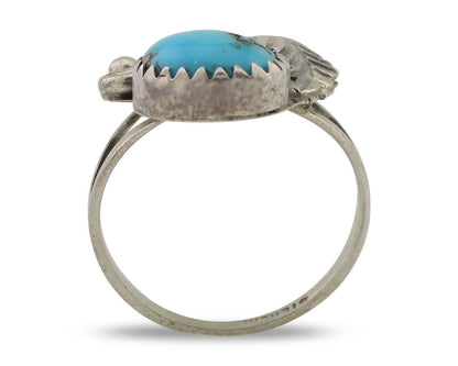 Navajo Ring 925 Silver Natural Blue Turquoise Native American Artist C.80's