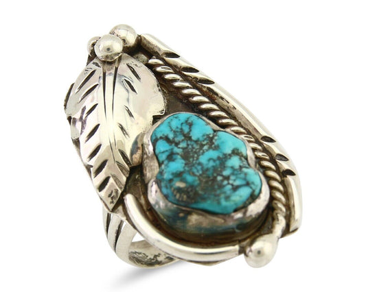Navajo Ring 925 Silver Blue Tuquoise Signed David Garcia Size 8.0