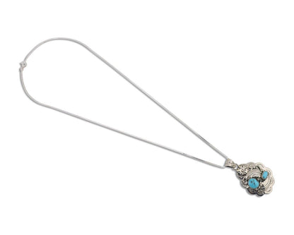 Navajo Necklace 925 Silver Turquoise Native Artist Signed Wilbert Benally C.80s