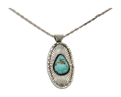 Navajo Necklace 925 Silver Natural Blue Turquoise Native American Artist C.80's