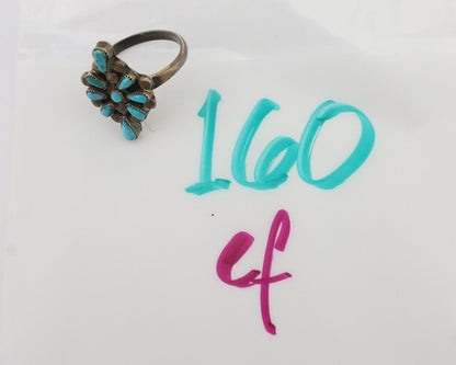 Vintage Handmade Navajo Ring Turquoise 925 Silver Size 7.25 C.80's