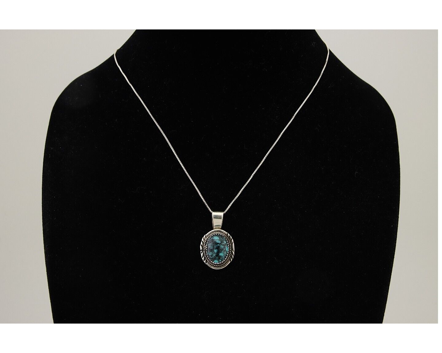 Navajo Necklace 925 Silver Natural Blue Turquoise Artist Signed Begay C.80s