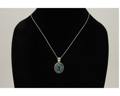 Navajo Necklace 925 Silver Natural Blue Turquoise Artist Signed Begay C.80s