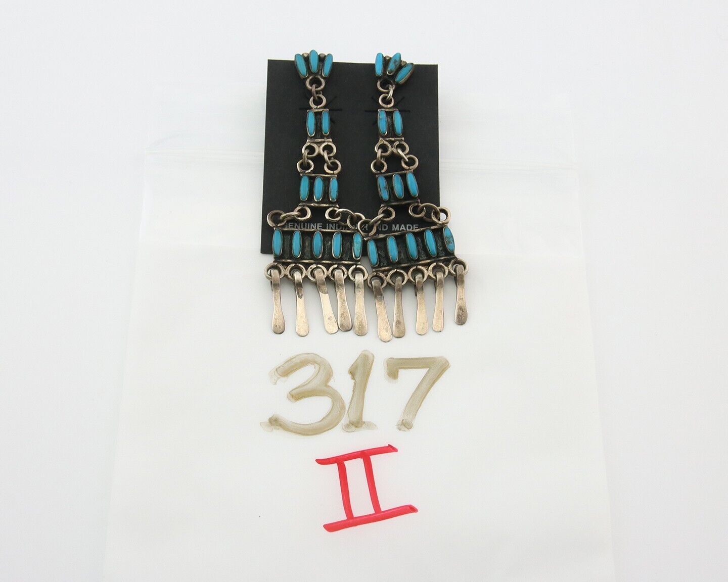 Navajo Handmade Earrings 925 Silver Dangle Turquoise Native American C.80's