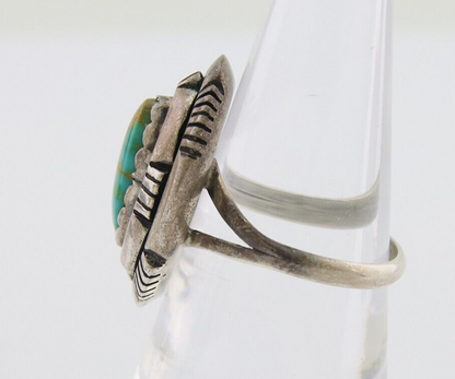 Navajo Ring 925 Silver Natural Turquoise Signed Leonard & Marian Nez C.80's