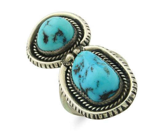 Vintage Navajo Ring Sterling Silver Authentic Turquoise Tom Willeto Size 7.75