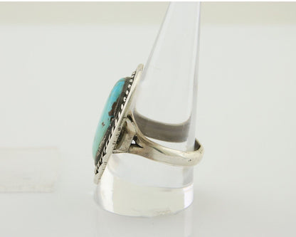 Men Navajo Ring 925 Silver Natural Turquoise Artist Signed PG C.80's