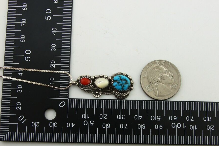 Navajo Necklace 925 Silver Spiderweb Turquoise Artist Signed VK C.80's