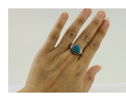 Navajo Handmade Ring 925 Silver Blue Turquoise Native American Artist C.80's