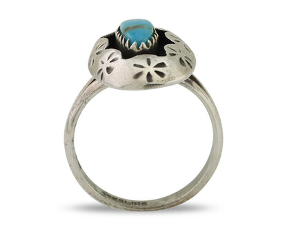 Navajo Ring 925 Silver Natural Blue Turquoise Native American Artist C.80's