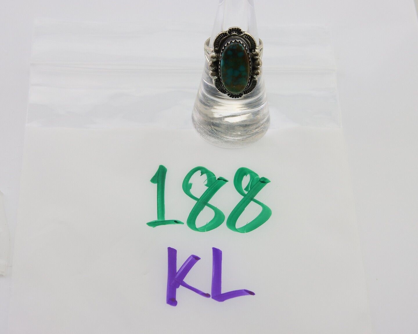 Navajo Ring 925 Silver Natural Turquoise Artist Signed Anna Begay C.80's