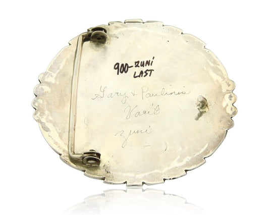 Zuni Belt Buckle 925 Sterling Silver Signed Gary & Paulinis Vacit c.80's