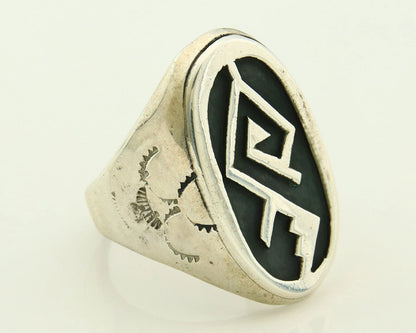 Men Navajo Ring Sterling Silver Hand Stamped Handmade Vintage Size 11