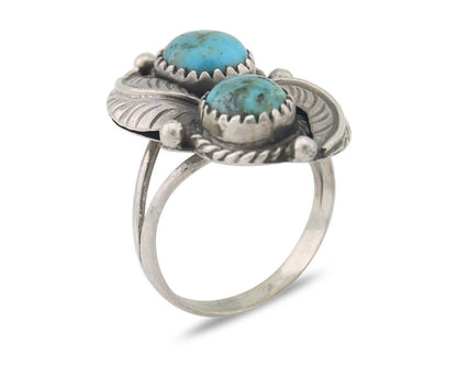 Navajo Ring 925 Silver Natural Blue Gem Turquoise Artist Signed MC C.80's