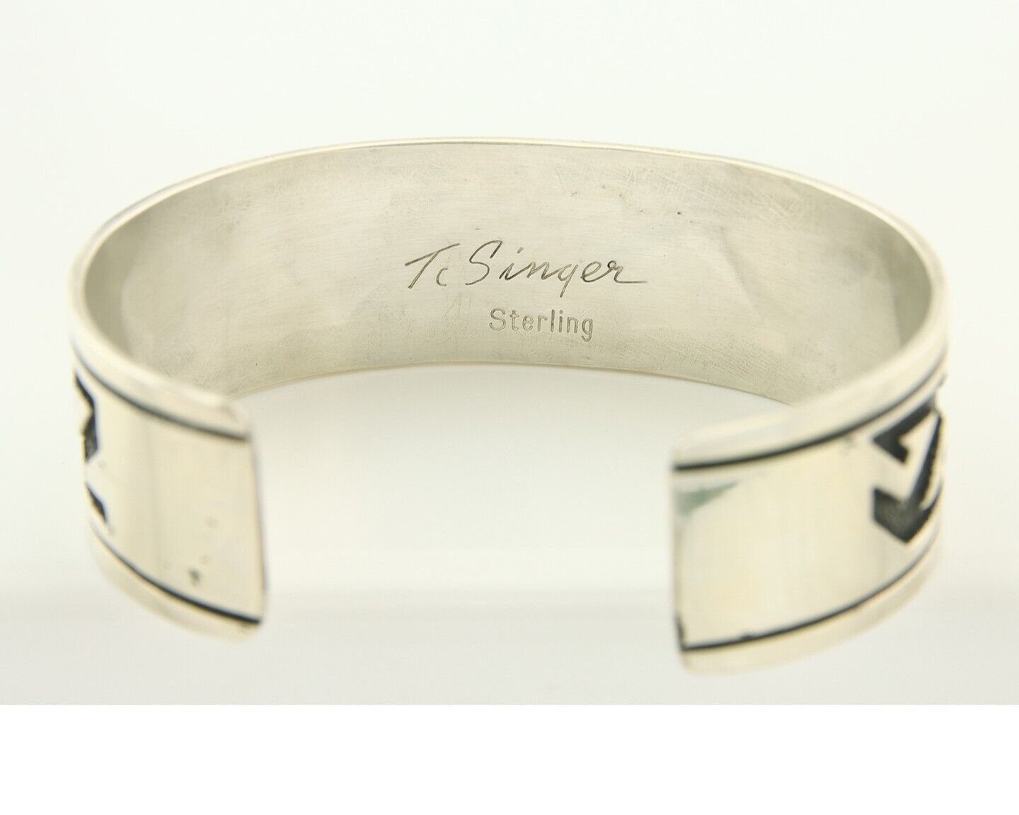 Navajo Bracelet 925 Silver Artist Signed Thomas Singer Cuff C.80's