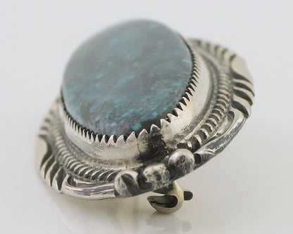 Navajo Pin Pendant 925 Silver Natural Spiderweb Turquoise Signed D C.80's
