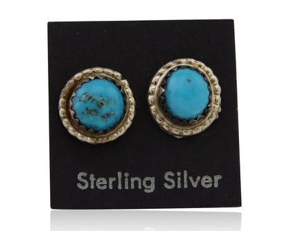 Navajo Earrings 925 Silver Blue Turquoise Native Artist C.80's