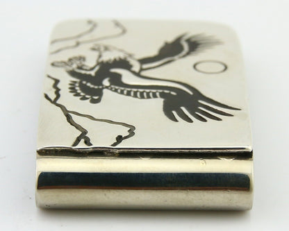 Navajo Eagle Money Clip .925 Silver & .999 Nickle Native American Artist C.80's