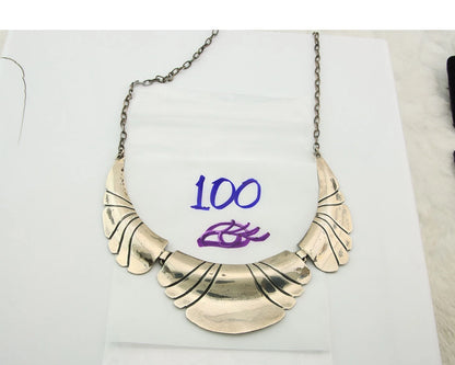 Navajo Necklace Sterling Silver Handmade Vintage Signed Montoya