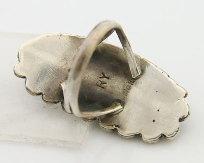 Navajo Ring .925 Sterling Blue Turquoise Artist Signed R Yazzie C.80's