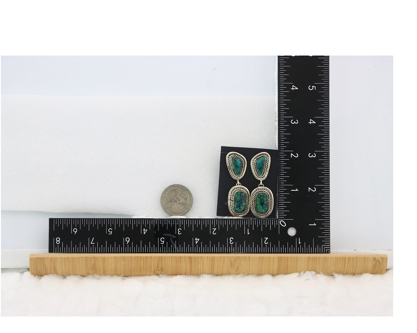 Navajo Earrings Sterling Silver Natural Turquoise Vintage Signed EL