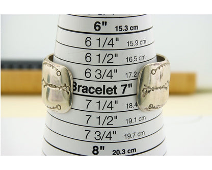 Men Navajo Bracelet 925 Silver Inlaid Coral & Turquoise Artist Signed LB C.80's