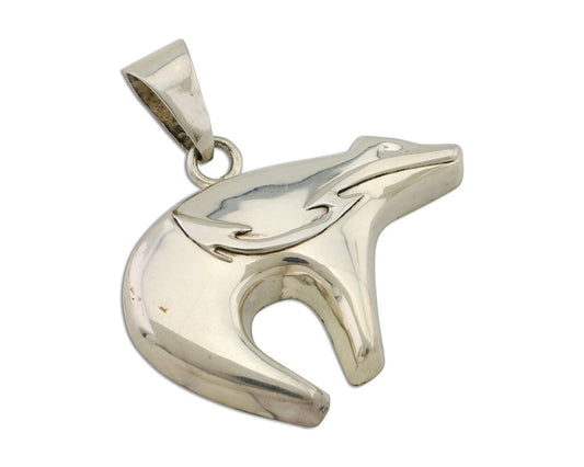 Navajo Spirit Bear Pendant 925 Sterling Silver Native Artist C.80's