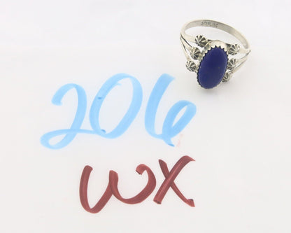 Navajo Ring 925 Sterling Natural Lapis Handmade Native Artist C.80's