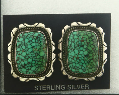 Navajo Earrings 925 Silver Natural Turquoise Native Artist NC C.80's