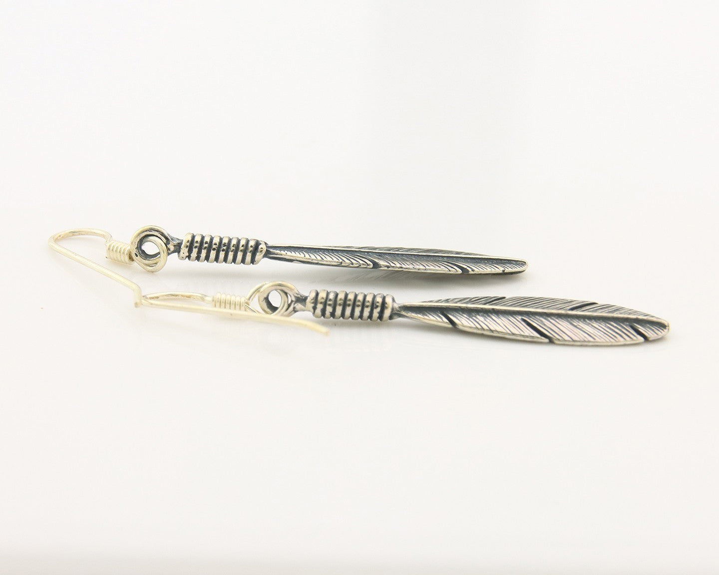 Navajo Eagle Feather Earrings Sterling Silver Dangle Vintage