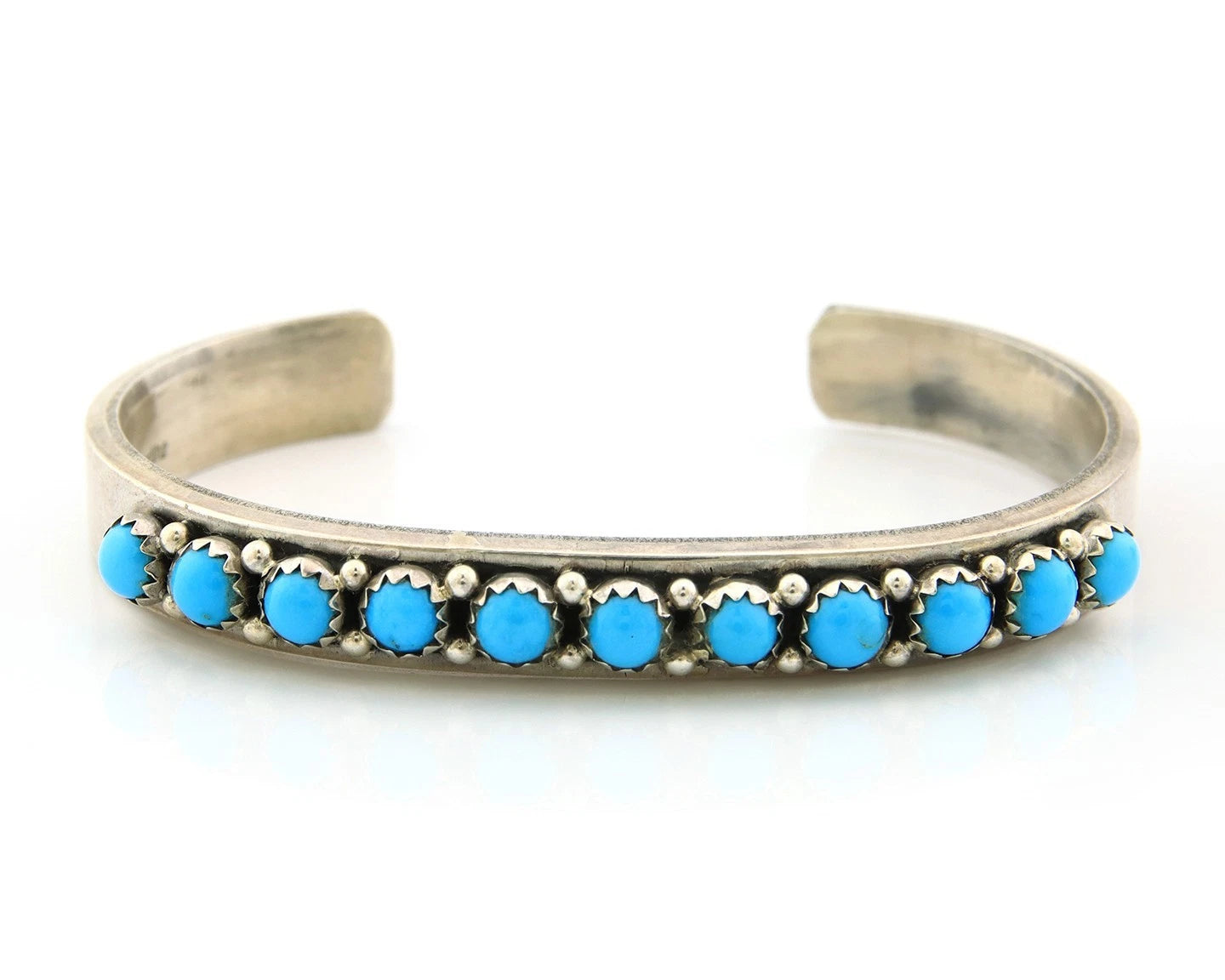 Navajo Cuff Bracelet Sterling Silver Authentic Turquoise Signed Livingston