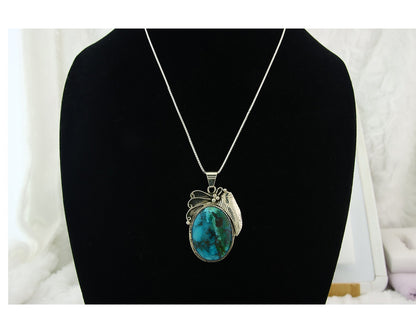 Navajo Sterling Silver Necklace Turquoise Authentic Vintage Signed WL