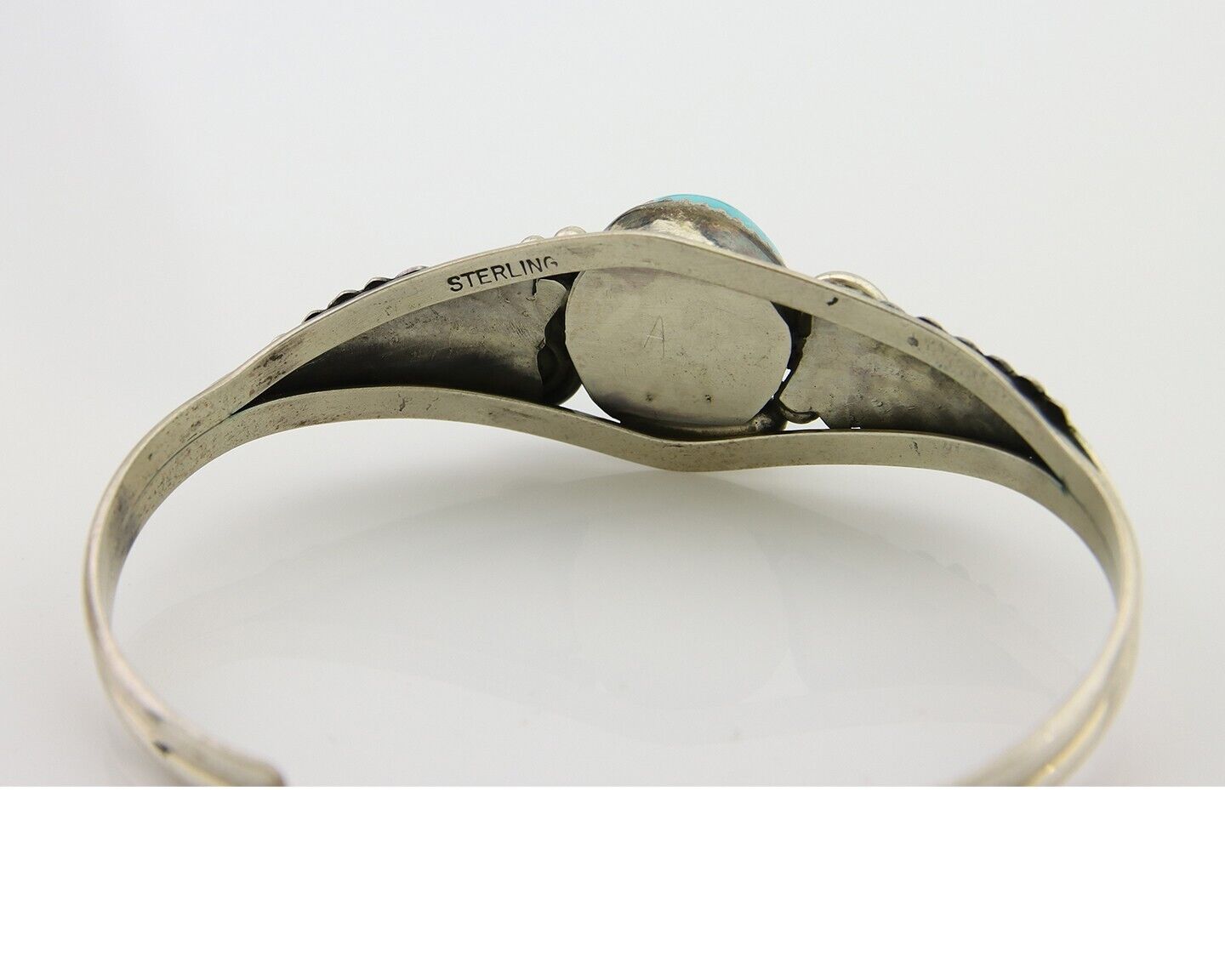 Navajo Bracelet 925 Silver Cuff Turquoise Handmade Native Artist C.80's