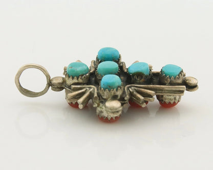 Navajo Cross Pendant Sterling Silver Natural Gemstones Vintage