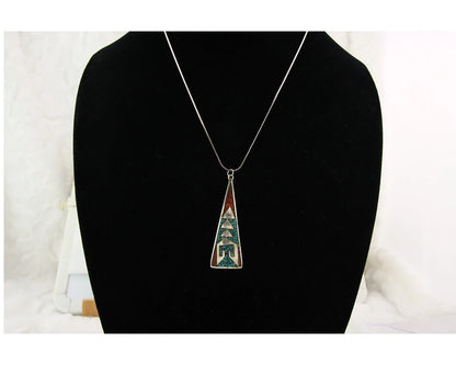 Navajo Necklace Sterling Silver Authentic Inlaid Gemstone Native American
