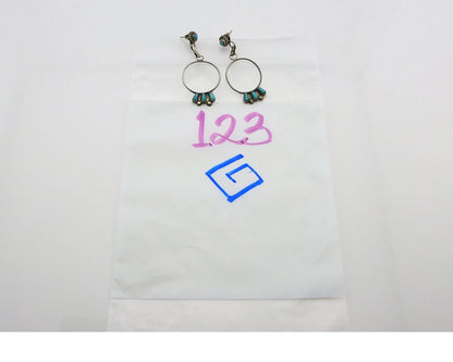 Navajo Dangle Earrings Sterling Silver Natural Turquoise Native American Artist