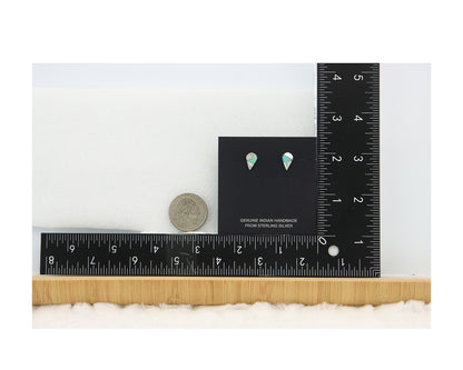 Navajo Earrings Sterling Silver Inlaid Turquoise & MOP Vintage Handmade