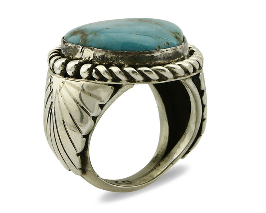 Navajo Ring .925 SOLID Silver Castle Dome Turquoise Signed Doug Zachary C.80's