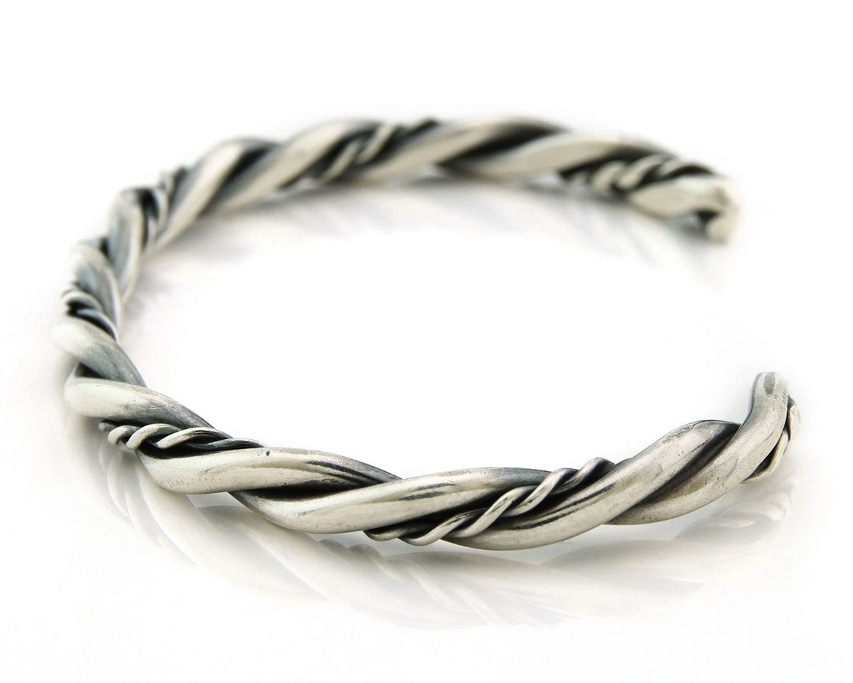Navajo Cuff Bracelet 925 Sterling Silver Vintage Handmade Twist