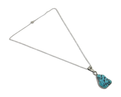 Navajo Necklace 925 Silver Blue Turquoise Artist Signed Tony Guerro C.80's